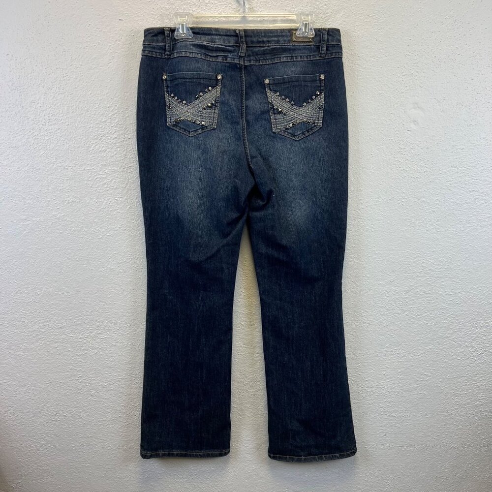 Earl Jean Women's Embellished Embroidered Slim Bootcut Jeans - Size 12P - Picture 4 of 7